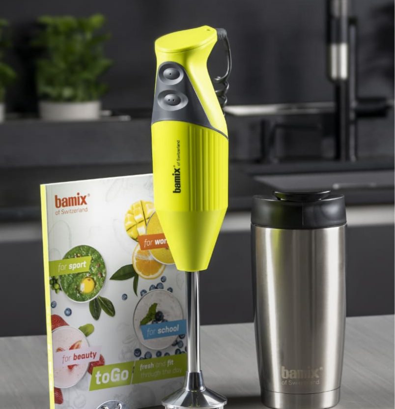Mixeur Plongeant Bamix ToGo 200W - Set Avec Accessoires (couteau, Fouet, Disque), Portable, Moteur Garanti à Vie